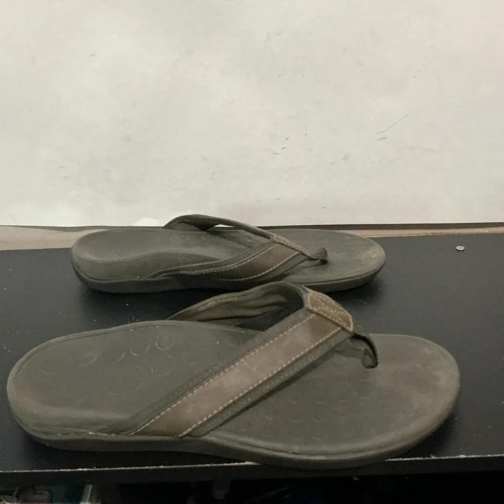 Vionic Tide Mens Brown Leather Orthotic Flip Flop Sandals Size 10 544MTIDE